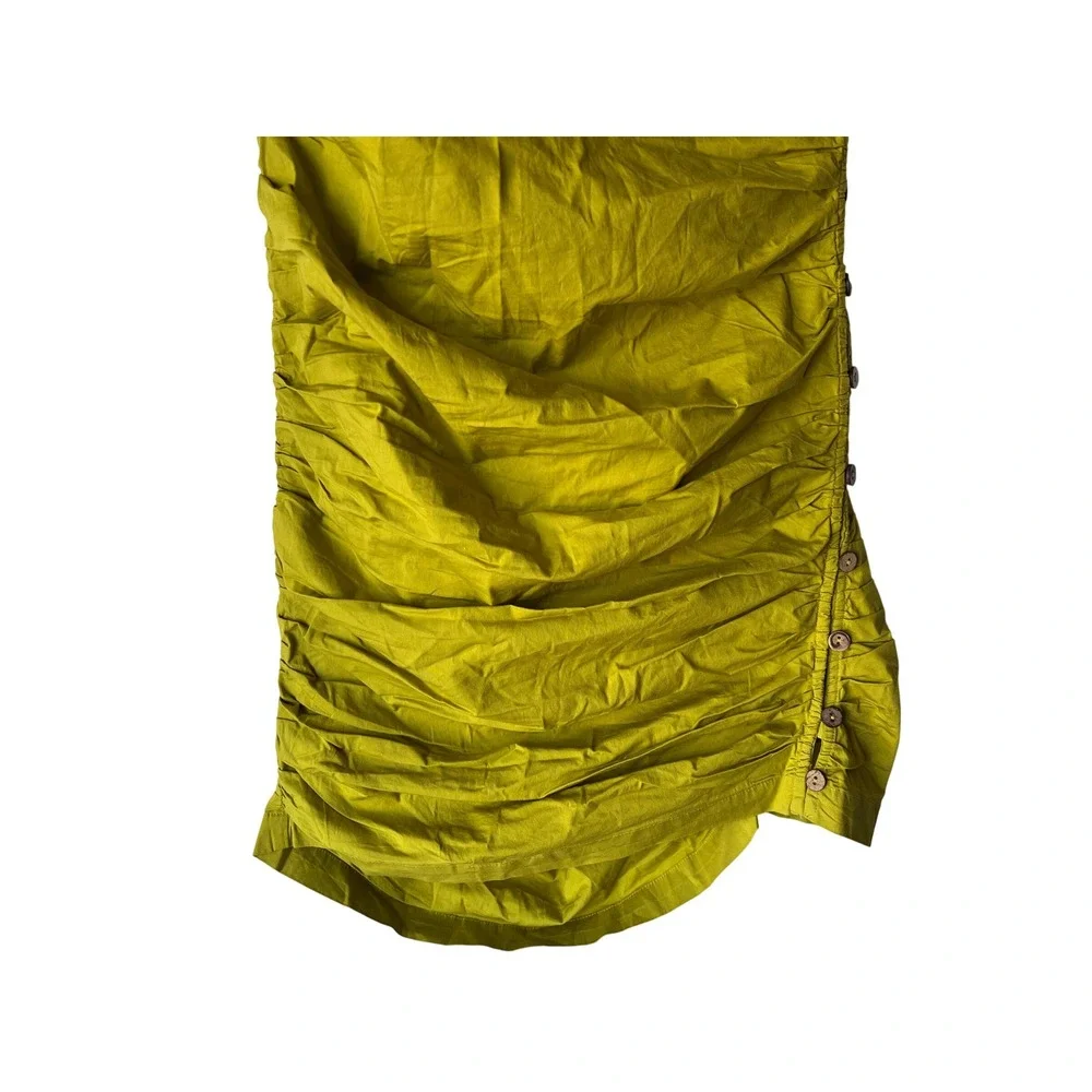 Free People Tastemaker Mini Buttondown V Neck Ruched Puff Sleeve Dress Small - Picture 5 of 12